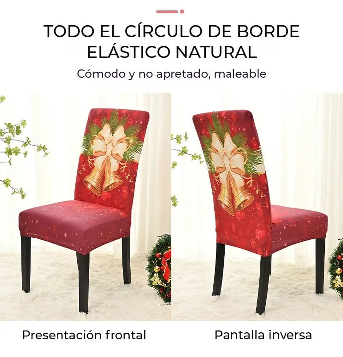 Set de 6 fundas de silla navideña + Mantel de regalo