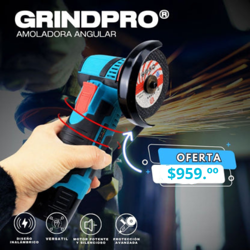 Grindpro® Amoladora Angular inalambrica||1 Bateria+1 Disco de Regalo