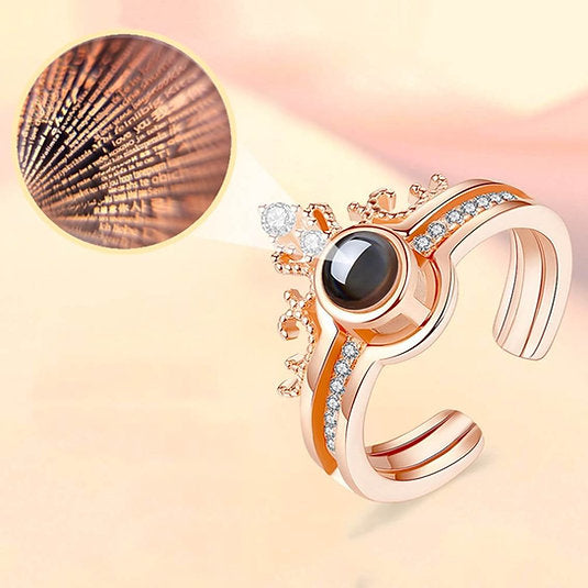 Anillo Te amo 100 idiomas®||2 en 1 Talla Ajustable