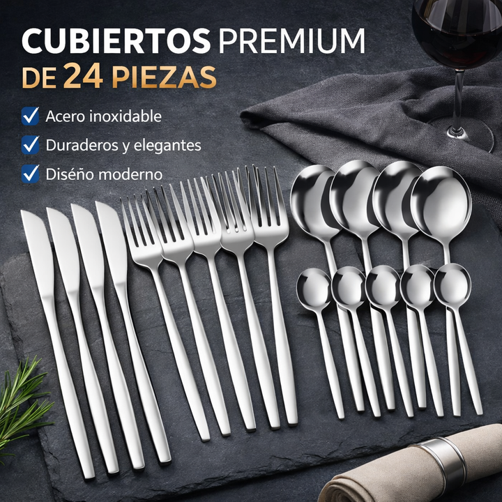Orvéa™ Set de cubiertos premium elegantes||24 piezas