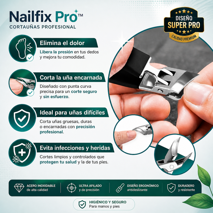 NailFix™ Pro🔥Oferta 2X1🔥 Cortaúñas antisalpicaduras con borde