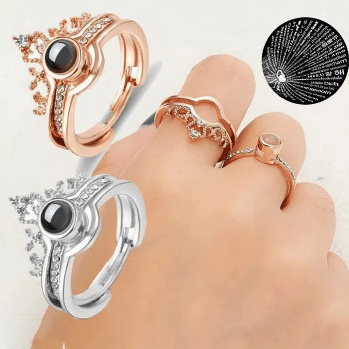 Anillo Te amo 100 idiomas®||2 en 1 Talla Ajustable