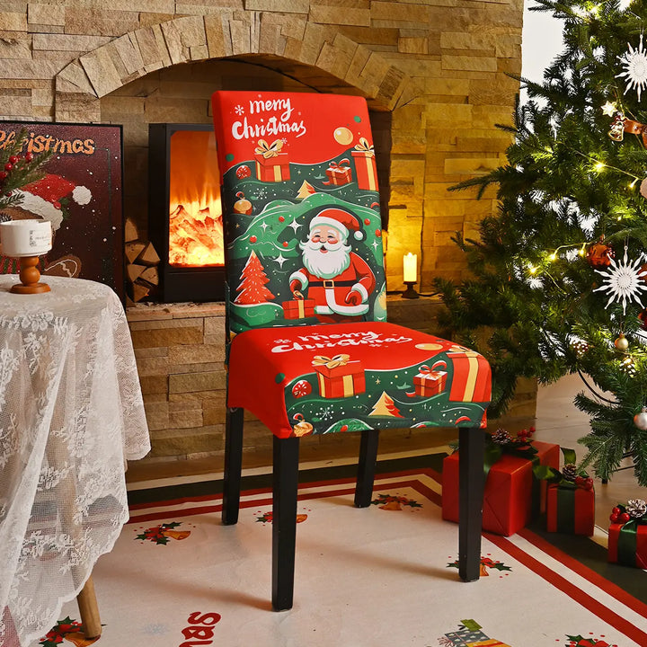Set de 6 fundas de silla navideña + Mantel de regalo